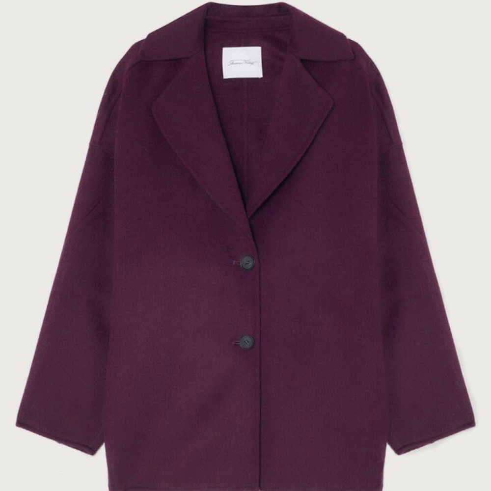 AMERICAN VINTAGE NWT Dadou Love Wool Purple Melange Coat Blazer Jacket XS S